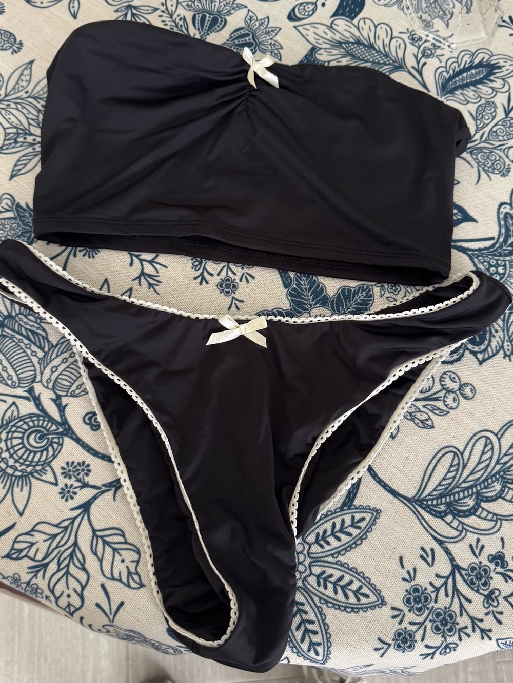 Dippin' Daisy's Black Bikini Bottom with Cream Trim